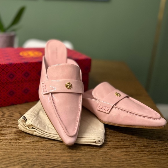 NWT! NEW! Tory Burch Pointed Backless Loafer Patent Leather Women US 7.5 Petunia - Picture 3 of 14